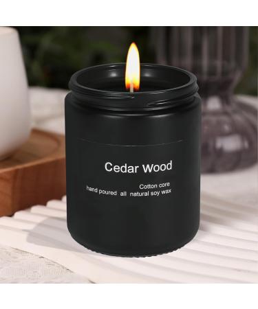 Scented Cedar Candle 7oz - 45 Hour Burn | Perfect Gifts for Women & Men | Spring Soy Candles in Black Jar | Reusable Candle Gift - Buy Online on GoSupps.com