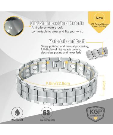 Buy KGP® Magnetic Stainless Steel Bracelet for Men - Adjustable Energy Jewelry with Strength Magnets & Sizing Tool - Buy Online on GoSupps.com