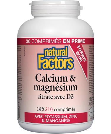 Natural Factors - Calcium & Magnesium Citrate with D3 Plus Potassium Zinc &Manganese 210 Tablets - Buy Online on GoSupps.com