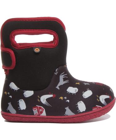 BOGS Baby Wellington Boots Plum Flower Stripe 71565 | UK Size 3-8 | Farm Black Multi - Buy Online on GoSupps.com