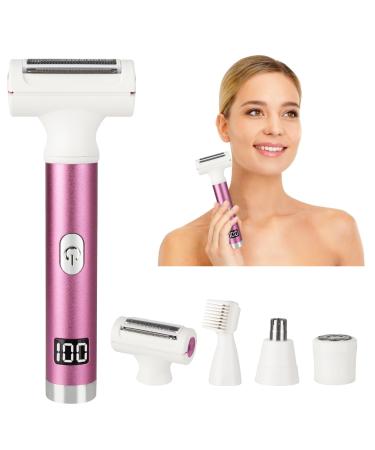 Beanify 2024 Led Display Electric Razor Beauty Women's Wet & Dry Electric Shaver Painless 4 in 1 Painless Body Razors Cordless 3-Blade Ladies Shaver for Legs Arm Underarms Bikini Purple Pink