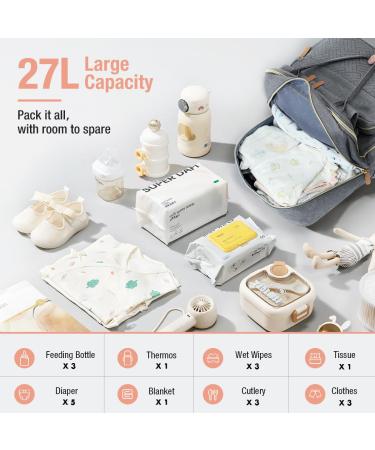 Buy Tonyeee Personalized Diaper Backpack | Stylish Travel Baby Bag with Removable Cross Body Bottle - Gray - Buy Online on GoSupps.com