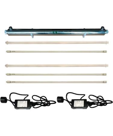 Realgoal UV 55w Water Purifier 12GPM with Extra 2 Lamps Extra 1 Quartz Sleeve Extra 1 Ballast UV Water Filter for Whole House Purification 55W UV STERILIZER + EXTRA 2 LAMPS/1 TUBE/1 BALLAST