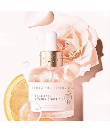 Squalane and Vitamin C Rose Oil. Anti Aging Anti Wrinkle Brighten Hydrate Firm and Reveal Radiant Skin 1.0 ounces