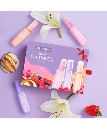 Aq.ualogica Refresh On the Go Set of 3 Perfume Body Mist 3x20ml for Women|Perfume Set For Women|Gift SetITravel FriendlyILong Lasting Sweet & Floral Fragrance|Mist for Hair & Body - Buy Online on GoSupps.com