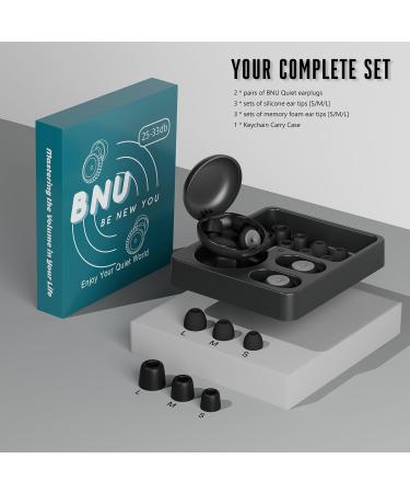 BNU Ear Plugs for Concerts & Work - 2 Pairs Noise Cancelling 25-35dB Reusable High Fidelity Earplugs with Silicone & Foam Tips S/M/L - Buy Online on GoSupps.com