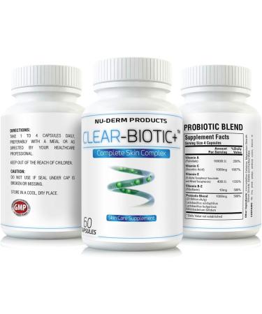 Clear-Biotic Acne Treatment Supplements Probiotic Pills for Teens & Adults | Hormonal Acne Vitamins Gut Health Support Clear Skin Formula Acne Vitamins Non-GMO (60 Capsules) - Buy Online on GoSupps.com