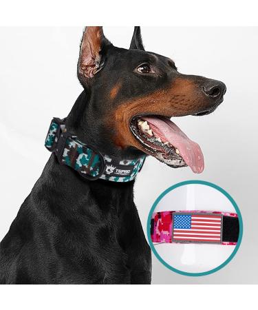 Buy Tspro Premium Camo Dog Collar - Adjustable Thick Quick Lock Metal Buckle for Small Medium & Large Dogs | Camo Cyan-L - Buy Online on GoSupps.com