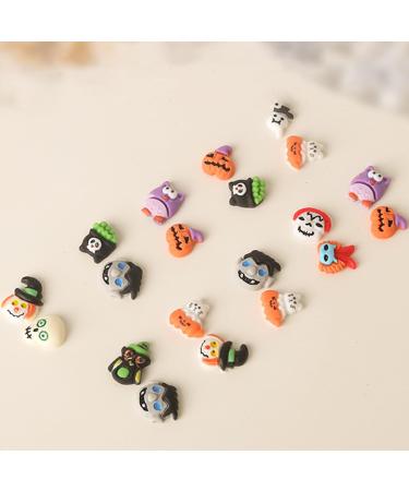 FEIlei 20Pcs Halloween Resin Nail Charms Pumpkin Wizard Skull Nail Art Decorations - Buy Online on GoSupps.com