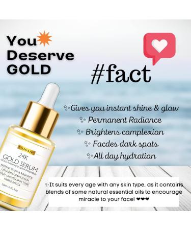 Unisaif Face Serum with Vitamin C l 24K Gold face Serum For Instant Glow l Lightening Complexion Serum l Unisex Face Serum l Organic & Natural Face Serum For Men & Women | (12 ml) - Buy Online on GoSupps.com