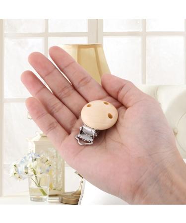 Cute Round Wooden Baby Pacifier Clip | Lightweight Infant Nipple Clasps with 3 Holes for Safe & Stylish Use | International Shipping Available - Buy Online on GoSupps.com
