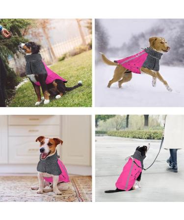 Buy Slowton Winter Dog Coat - Warm Waterproof Jacket with Turtleneck Scarf for Small & Medium Dogs - Reflective Stripes - XL Rose Red - Buy Online on GoSupps.com