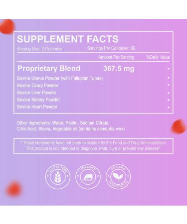 Elloura Female-Focused Beef Organ Gummies (Liver Heart Kidney & More) - Grass-Fed Non-GMO & Gluten-Free - Buy Online on GoSupps.com