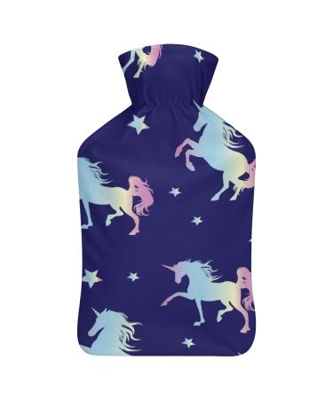 Heat bottle with lid unicorn and star pattern rubber hot water bag for pain relief cramps foot warmer hot and cold therapy