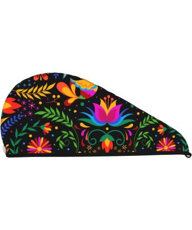 Buy Mexican Flower Microfiber Hair Towel - Soft Super Absorbent Coral Velvet Wrap for Long Curly & Thick Hair | Fast International Shipping - Buy Online on GoSupps.com