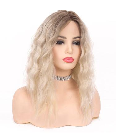 VEDAR Platinum Blonde Short Curly Ombre Wig - 12 Inch Synthetic Hair for Women #031-12 - Buy Online on GoSupps.com