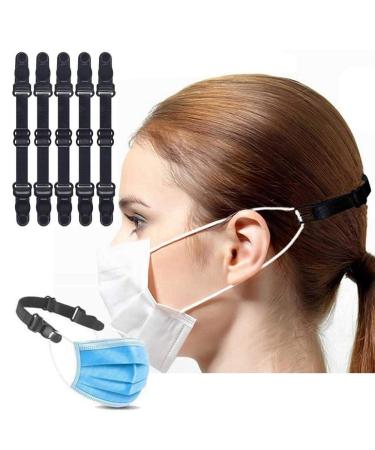 DAMONDAY Adjustable anti-slip mask 5 pieces Extension hook mask extension hooks mask hooks ear wear type adjustable buckle (black)