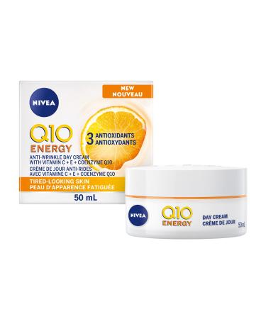 NIVEA Q10 Energy Anti-Wrinkle Day Face Cream Anti Wrinkle Firming Cream with Q10 Vitamin C and E Face Moisturizer for Tired Looking Skin Visibly Reduces the Look of Wrinkles 50mL Day cream
