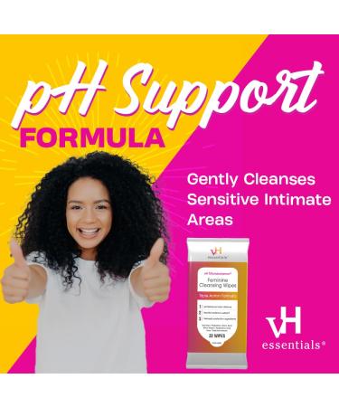 vH Essentials Feminine Cleansing Wipes | pH Balanced Tea Tree & Aloe Odor-Blocking Paraben-Free - Soothing Care for Vaginal & Perianal Health - Buy Online on GoSupps.com