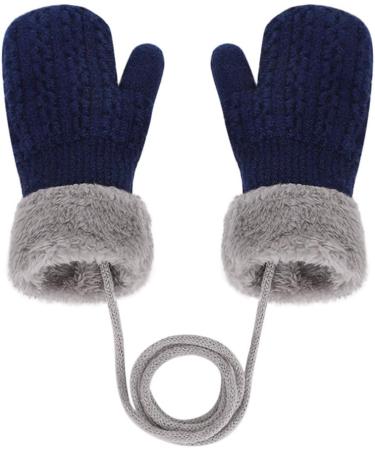 IPENNY Toddler Magic Stretch Mittens - Plush Lined Winter Gloves for Boys & Girls 0-6 Y - Navy Blue - 12*7cm - Buy Online on GoSupps.com