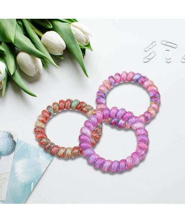Spiral Hair Ties - Printed Coil Hair Accessories for Women and Girls (Pack of 10) - D-Feather Color - Buy Online on GoSupps.com