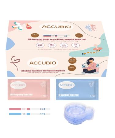 Accubio 50 ovulation test strips and 20 pregnancy test strips combo kit over 99% precise fertility test sensitive LH and HCG Home Rapid Detection with 70 free urine catchment cups - Buy Online on GoSupps.com
