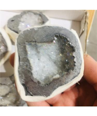 Specimen Natural Agate Geode Slice Quartz Electroplated Cluster Crystal Points 1pc ERBDRGAZ