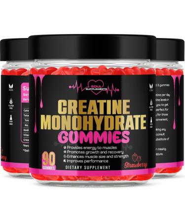 Creatine Monohydrate Gummies - Vegan Muscle Recovery & Strength Supplement - 90 Ct Gluten Free Non-GMO - 30 Servings for Men & Women - Buy Online on GoSupps.com