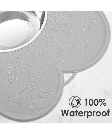 UPSKY Waterproof Silicone Dog Food Mat | Large 22 x 16 Pet Placemat Tray | Raised Edge Bone Shaped | B-grey - Buy Online on GoSupps.com