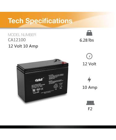 Casil 12V 10Ah Sealed Lead Acid Rechargeable Battery - SLA AGM with F2 Terminals for International Shipping - Buy Online on GoSupps.com