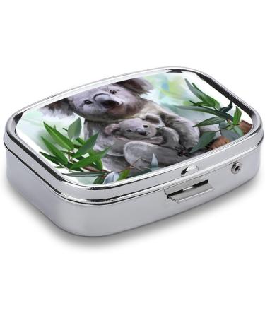 Koala Painting Small Pill Box - Metal Organizer with Lock | Portable Mini Medicine Box for Daily Vitamins | Travel-Friendly Storage for Purse & Pocket - Buy Online on GoSupps.com