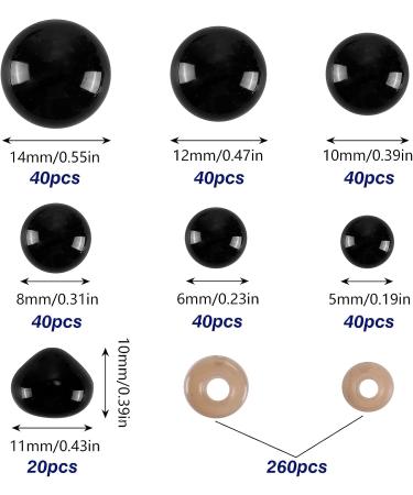 260pcs Black Safety Eyes and Noses with Washers for Craft Dolls, Amigurumi, Puppets, Plush Animals and Teddy Bears - Buy Online on GoSupps.com