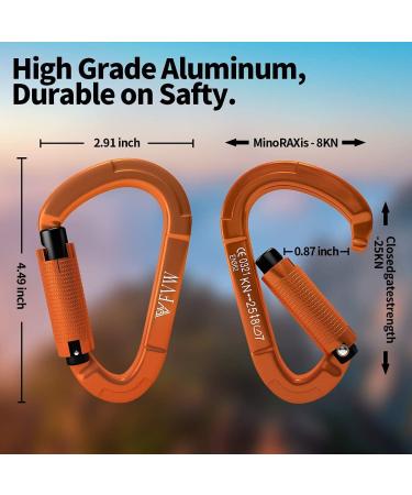UIAA Certified 25KN Auto Locking Climbing Carabiner Clips - 3 Piece Set for Hammocks & Dogs - Durable Orange Climbing Equipment - Buy Online on GoSupps.com