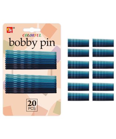 120 Pcs Colored Bobby Pins Hair Pins Small Mini Decorative Pain-Free Cute Bobbi Clips Strong Hold Non-Slip Styling Accessories for Girls Women Short Long Thick Thin All Hair Types (Blue Assorted)