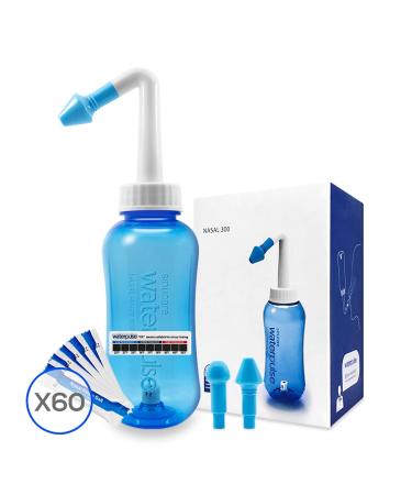 Anzorhal Neti Pot Sinus Rinse Nose Cleaner with 60 Packets Salt and Thermometer Sticker - Adult & Kid Nasal Wash Solution - Buy Online on GoSupps.com