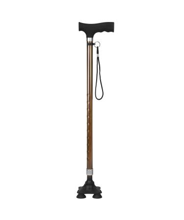 Four-Legged Elderly Crutches Aluminum Alloy Anti-Slip Telescopic Walking Stick for The Elderly Lightweight and Durable 10 Levels of Adjustment Interesting Brown