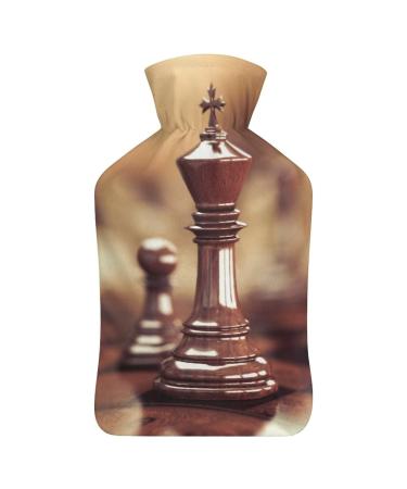 Chess Hot Water Bottle With Cover Plush Bed Bottle Hand Warmer For Adults And Children 26.5X15.3cm