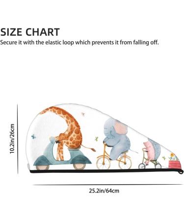 Hair Towel Wrap for Fast Drying | Button Closure Hair Turban | Quick-Dry Head Towel - Animals in Transport Design - Buy Online on GoSupps.com