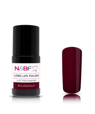 N&BF Long Life Nail Polish 15ml |Nail polish Bourdeaux red |Robust & durable paints (air -drying) |Made in Germany |Vegan & 7-Free |Long Lasting Gellack without UV light
