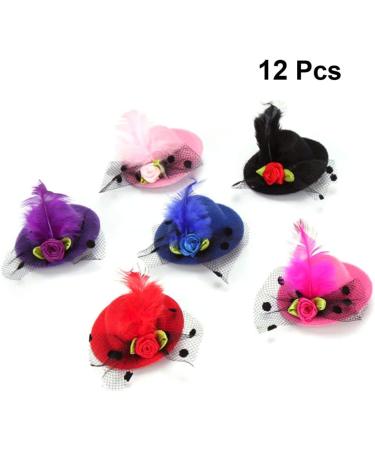 Toyandona Mini Hat Hair Clips - 12 Piece Cute Fascinator Clips for Girls | Stylish Hairpins in Random Colors - Buy Online on GoSupps.com