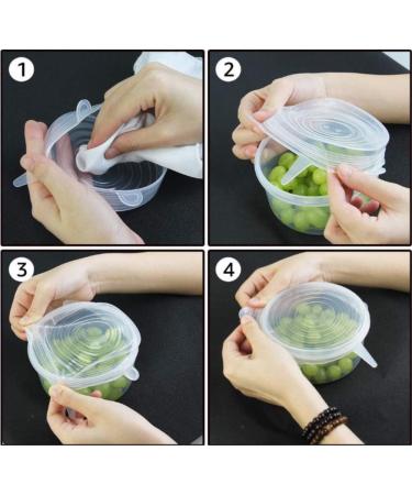 Silicone Stretch Storage Covers Food Protection Cover Transparent Reusable Suitable for Cups Bowls Jars Utensils Etc.(White Transparent) - Buy Online on GoSupps.com