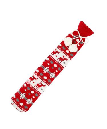 Long hot water bottle with soft cover 2 liters plush look Christmas decoration tube hot water bottle for neck and shoulder