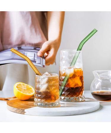 Pzhoais Reusable Glass Straws Bent Glass Drinking Straws with 2 Cleaning Brushes Straws for Smoothies (Multicolor 12 Pack) - Buy Online on GoSupps.com