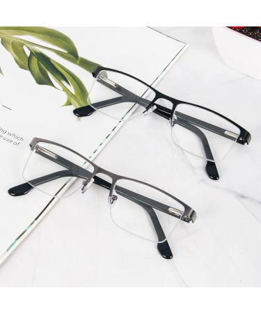 MMOWW 2-Pack Reading Glasses for Men - Blue Light Filter Metal Frames Spring Hinge Black & Gray (1.0x) - Stylish Reading Aids - International Shipping Available - Buy Online on GoSupps.com