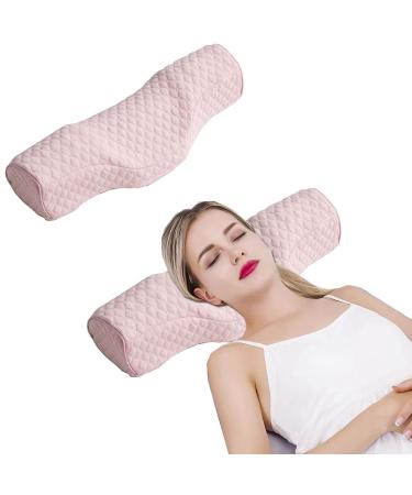 Cervical Neck Pillow for Sleeping , Memory Foam Neck Roll Pillow for Stiff Neck Pain Relief, Neck Support Pillow Bolster Pillow for Bed for Side Sleepers Back Sleeper. (Pink)