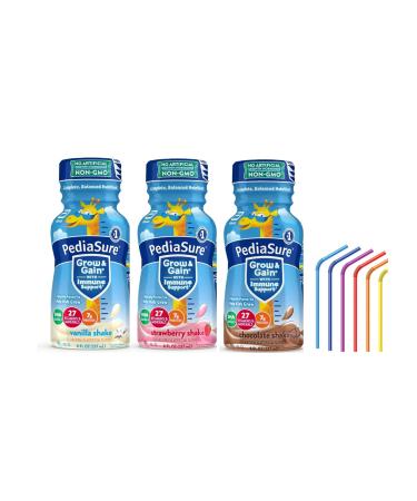 PediaSure Immune Support Kids Protein Shake Vanilla, Strawberry and Chocolate Flavors, 8 Fl Oz 6 Pack