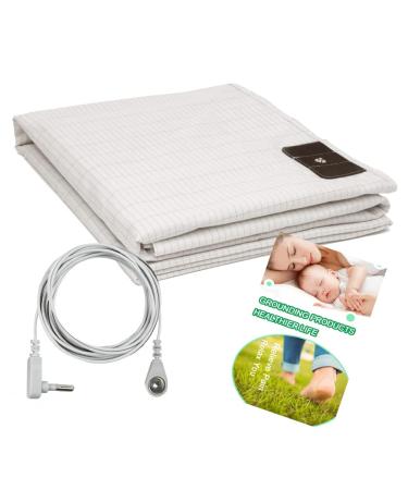 Grounding Sheet with US Ground Connection Cord Grounding Bed Sheet for Better Sleeping Silver Fiber Conductive Sheets for Natural Health (36 * 91 Inch)