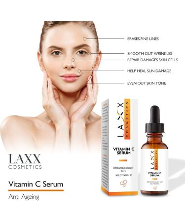 Vitamin C Serum for Face/Neck/Eyes - 5X MORE POWERFUL Anti-Aging Serum with 20% Vit C - Wrinkles/Lines/Aging - Buy Online on GoSupps.com