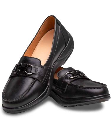Dr. Comfort Mallory Women's Diabetic Dress Shoes - Easy Off Slip-On Leather Shoes with Micro-Suede Lining, Black, Size 4.5 - Buy Online on GoSupps.com