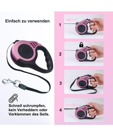 Retractable Dog Leash - 3m Extendable Pink Leash for Small Medium & Large Dogs | Durable & Stylish - Buy Online on GoSupps.com